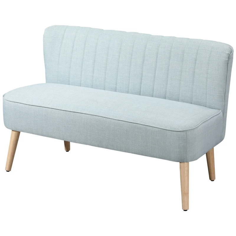 HOMCOM Canapea cu 2 Locuri din Material Textil fără Brațe, Canapea cu Picioare din Lemn, 117x56,5x77 cm, Verde(m-12)