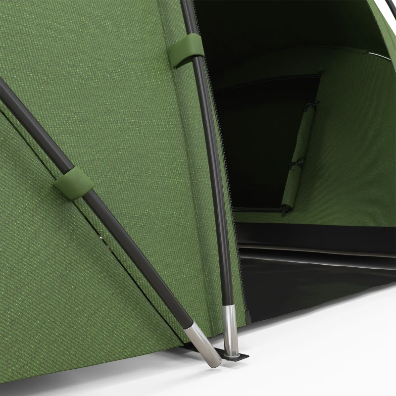 Outsunny Tenda de Campismo Familiar para 4 Pessoas Tenda Dobrável Impermeável para Praia Parque 430x240x170 cm Verde