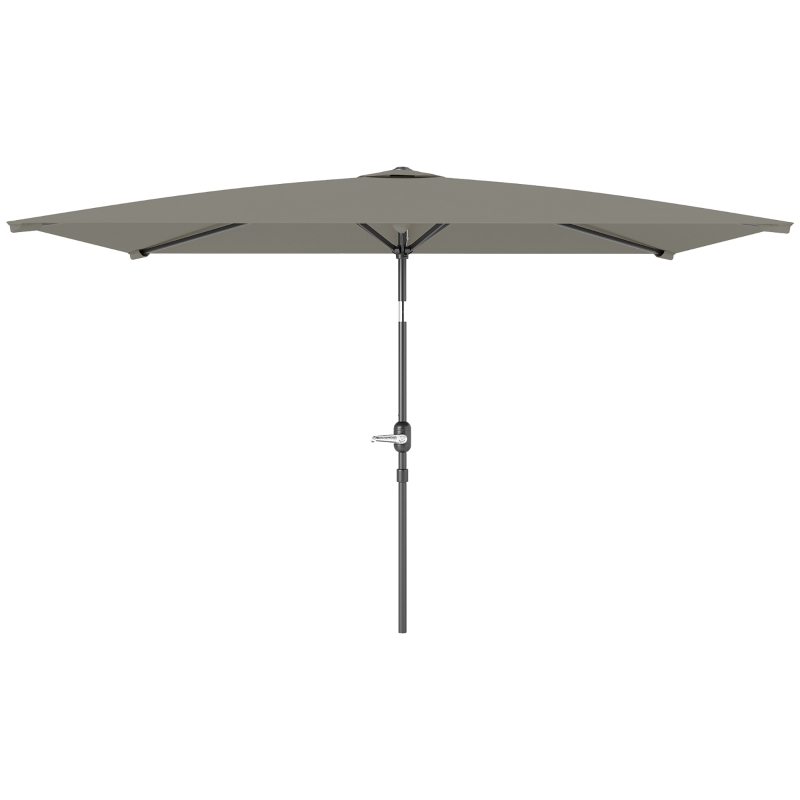 Outsunny 3x2m Patio Parasol Garden Umbrellas Canopy with Aluminium Tilt Crank Rectangular Sun Shade Steel, Light Grey
