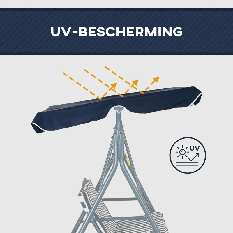 Outsunny Hollywood schommel tuinschommel 3-zits, weerbestendig, verstelbaar dak, 172 x 110 x 153, blauw