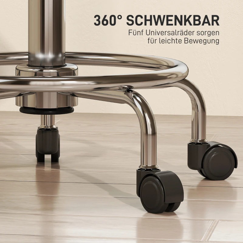 HOMCOM Obrotowy Taboret z Regulacją Wysokości z Oparciem, 59-75 cm, Obrotowy 360°, Czarny