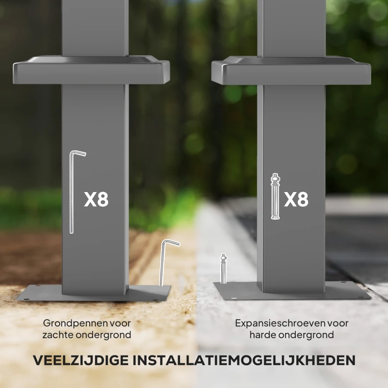 Outsunny 3 x 3 m Tuin-Pergola met Inklapbaar Dak, Paviljoen, Baldakijn voor Schaduw, UPF30+, Beige