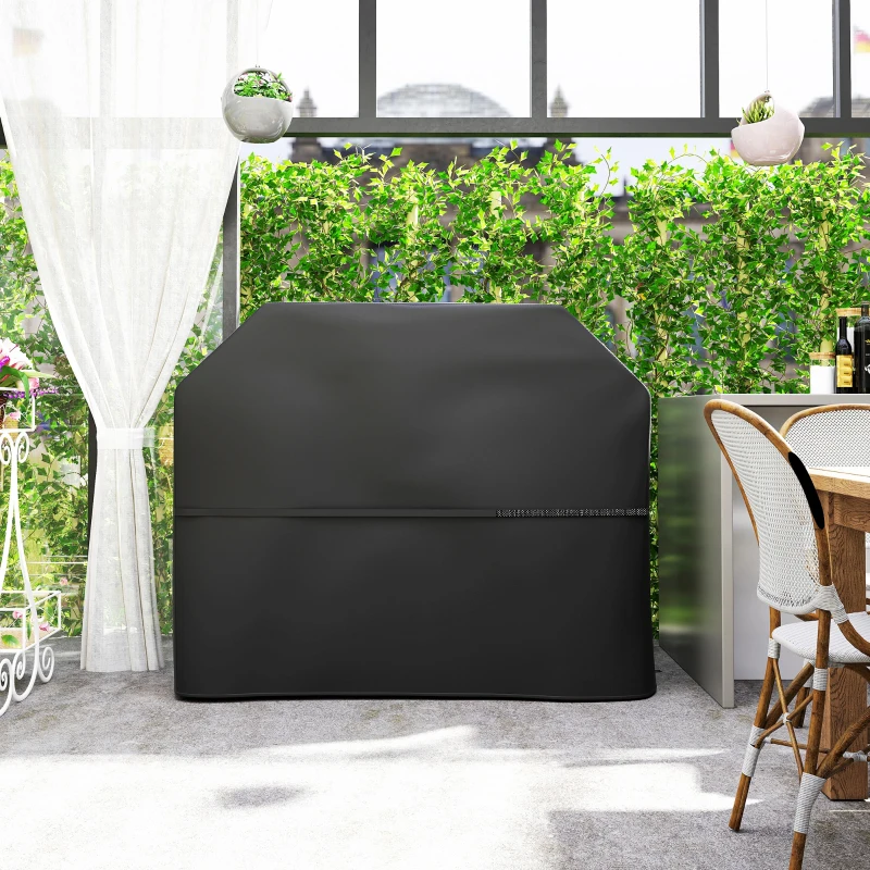 Outsunny Capa para Barbecue Impermeável em Tecido Oxford 600D AAnti-UV Capa de com Fechos de Velcro 147x61x122 cm Preto