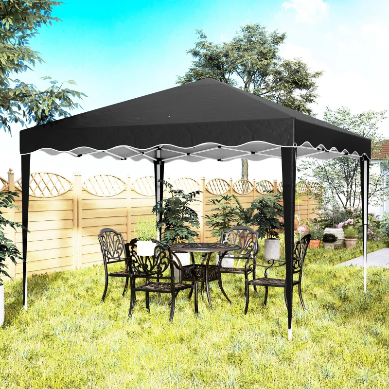 Outsunny 3 x 3cm Adjustable Height Pop-Up Gazebo, with Bag - Black