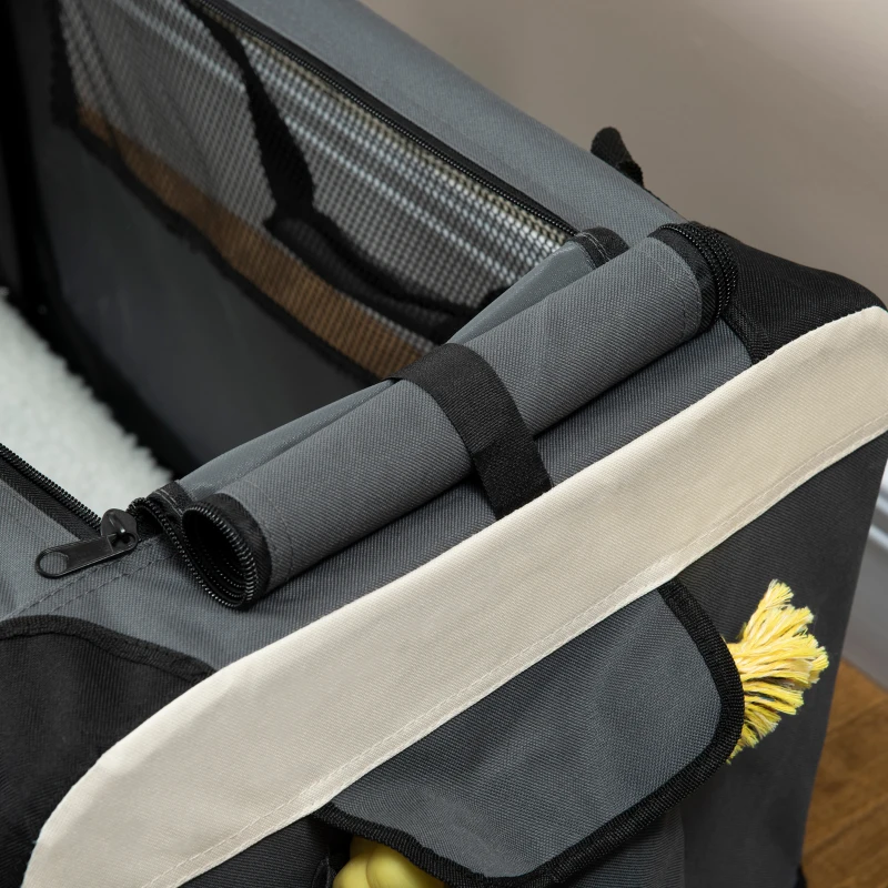 PawHut Transportadora para Cães e Gatos Bolsa de Transporte Animais de Estimação Dobrável com Almofada Suave 60x41x41cm Cinzento