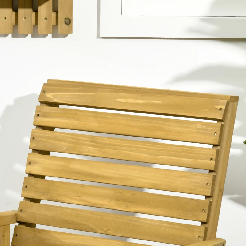 Outsunny Silla Mecedora de Madera con Respaldo Alto Reposabrazos y Balanceo Suave para Jardín Terraza 86x64x85 cm Marrón Claro