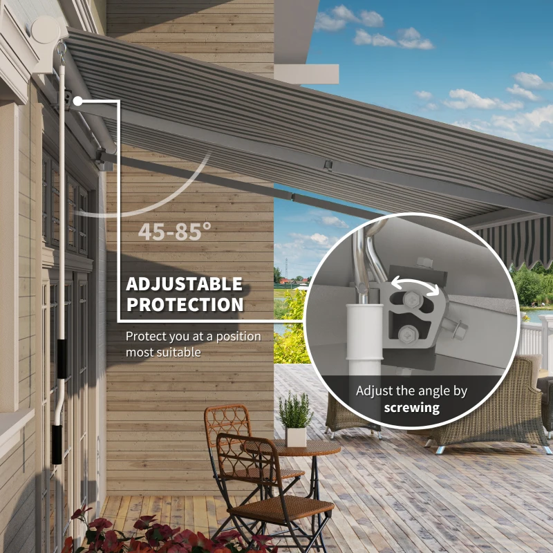 Outsunny markiza przegubowa manualna markiza 395 cm z korbką ręczną markiza balkonowa ochrona przed słońcem montaż ścienny balkon aluminium kolor biały + zielony 395 x 245 cm