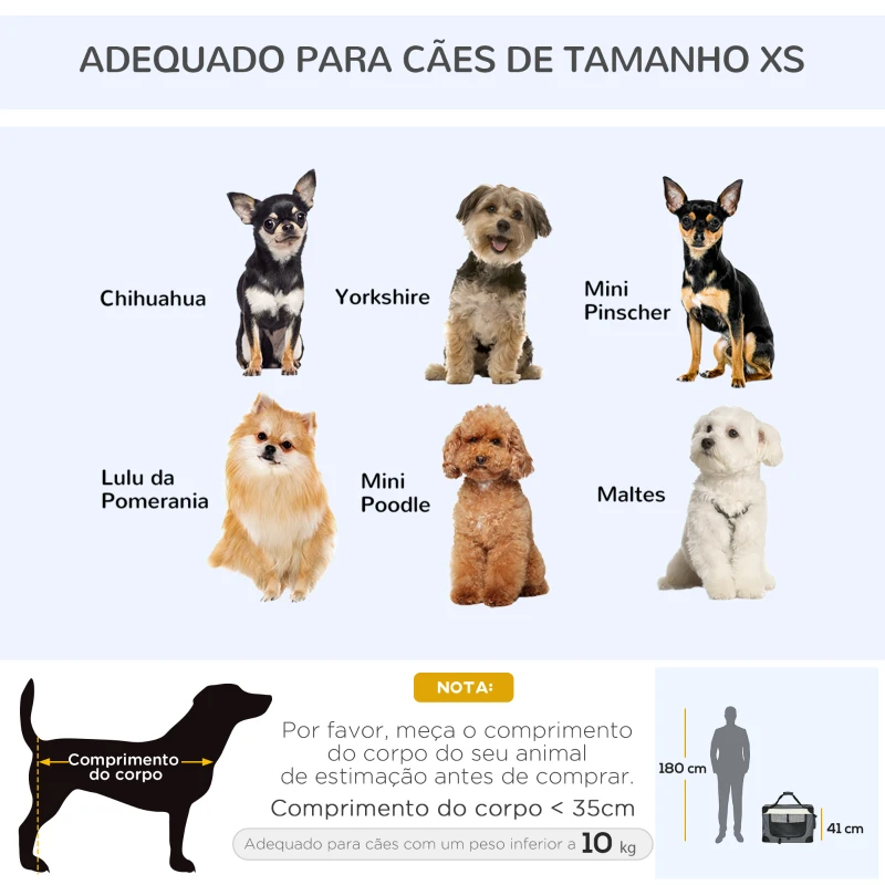 PawHut Transportadora para Cães e Gatos Bolsa de Transporte Animais de Estimação Dobrável com Almofada Suave 60x41x41cm Cinzento