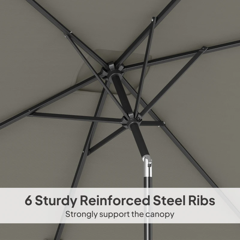 Outsunny 3x2m Patio Parasol Garden Umbrellas Canopy with Aluminium Tilt Crank Rectangular Sun Shade Steel, Light Grey