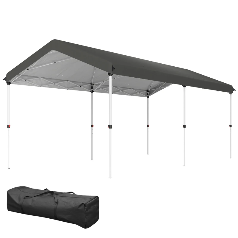 Outsunny Tenda Dobrável 584x297,5x272 cm com Altura Ajustável em 3 Níveis Proteção UV50+ e Bolsa de TransporteCinzento Escuro