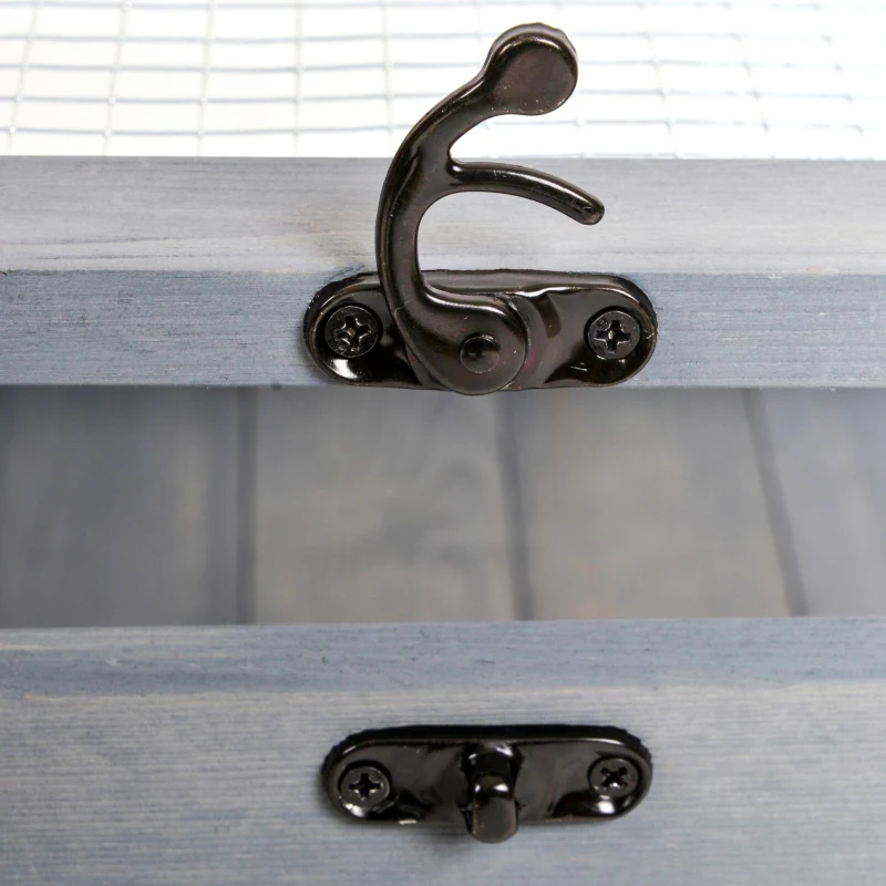 PawHut Schildpaddenverblijf van hout met opklapbare bovenkant 91x60,5x32 cm, Grijs