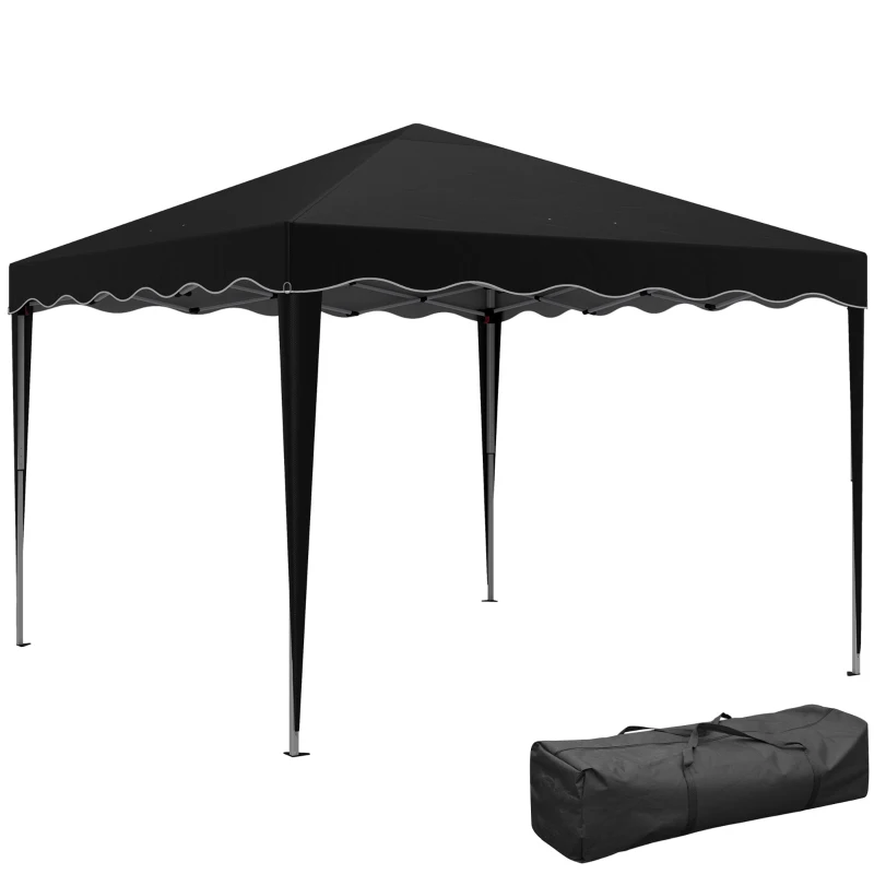 Outsunny 3 x 3cm Adjustable Height Pop-Up Gazebo, with Bag - Black