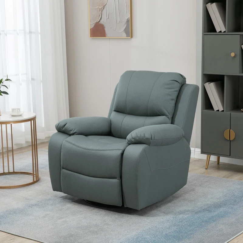 HOMCOM fauteuil met kantelverstelling tot 135°, 360 graden draaibaar, 93 cm x 100 cm x 98 cm, stalen frame, groen