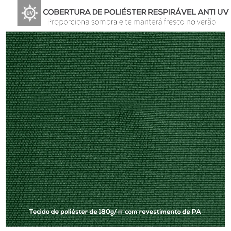 Outsunny Toldo de Substituição de 3x3m para Pérgola de Jardim com 8 Orifícios de Drenagem e Ventilação Verde