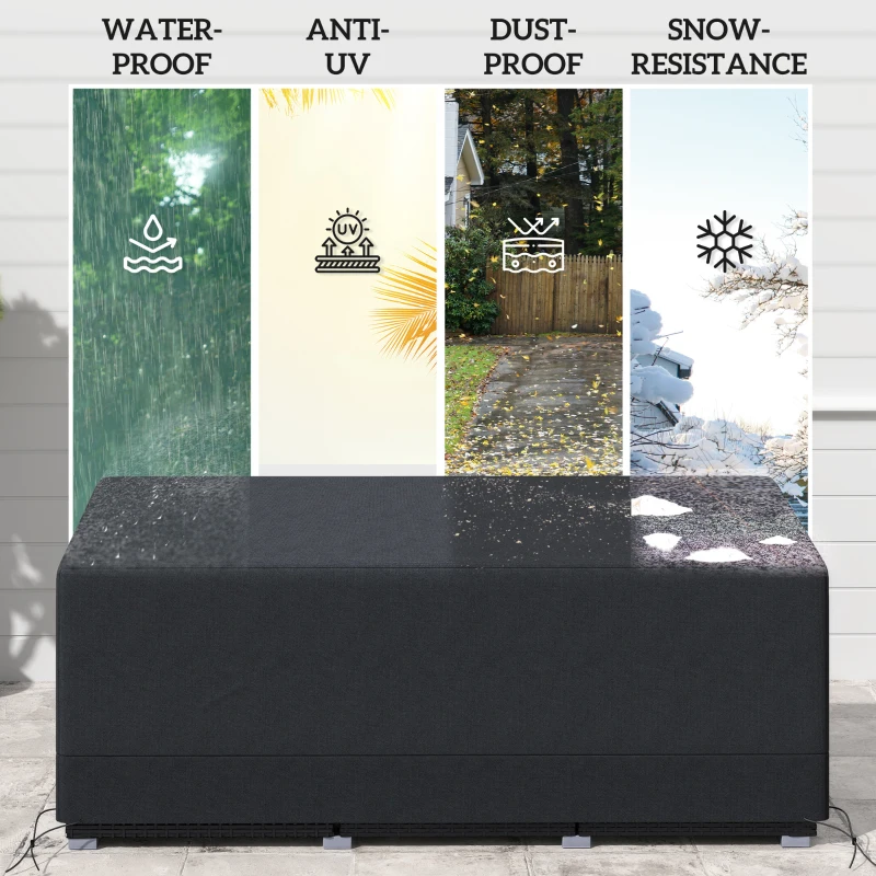 Outsunny Rectangular Patio Garden Furniture Cover Waterproof for 3 Seater Sofa Bistro Set, UV Resistant Protection 600D Oxford Fabric Rattan Lounge Clean Cover, 190 x 72 x 76cm, Black