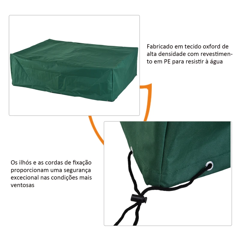Outsunny Capa de Proteção para Móveis de Jardim 222x155x67 cm Capa Protetora para Mesa Exterior Impermeável Anti-UV Verde Escuro