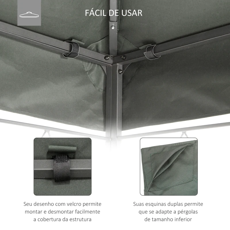Outsunny Toldo de Substituição 4x3m para Pérgola de Jardim 2 Níveis Respirável com 10 Orifícios de Drenagem Cobertura de Substituição de Pérgola Exterior Cinza