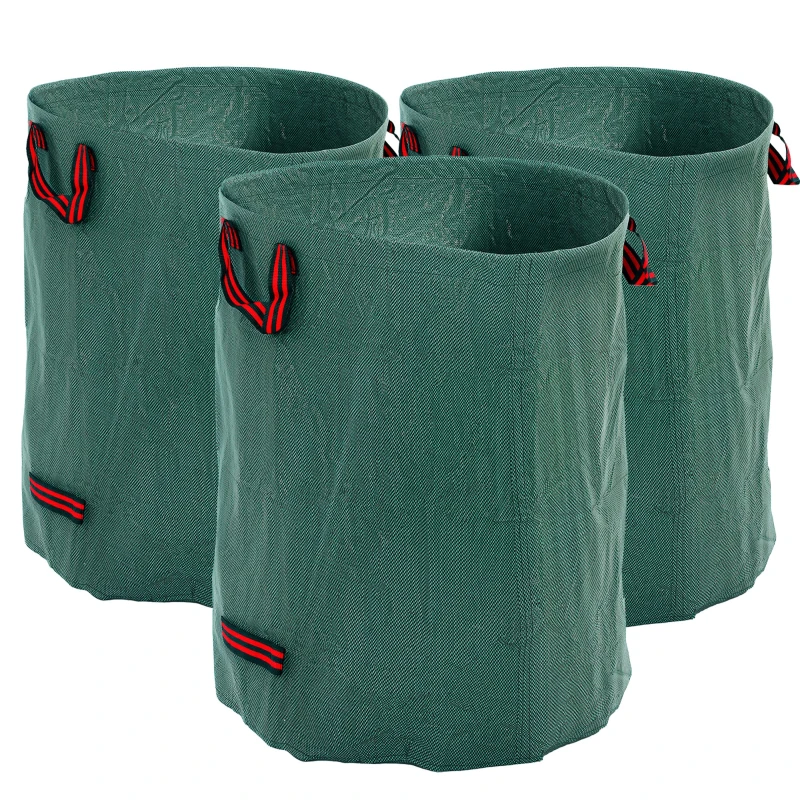 Outsunny Saci pentru Deșeuri Rezistenți, Pliabili și Reutilizabili cu Mânere, Φ67x84 cm, Verde