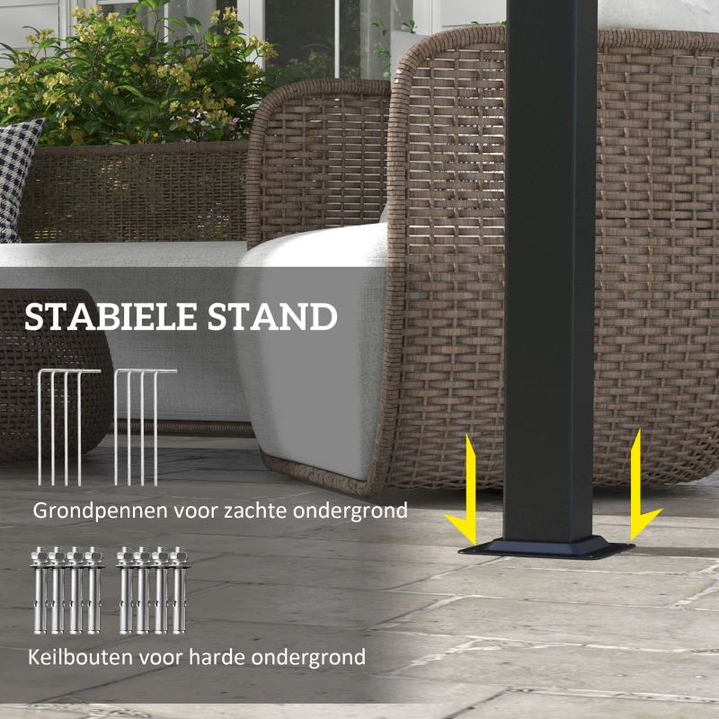 Outsunny Zonnescherm Markies. Pergola, weerbestendig, inclusief bevestigingsmateriaal, 3 x 3,5 m, Donkergrijs