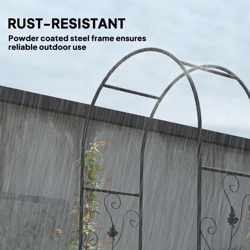 Outsunny Arc de Grădină cu Poartă și Grilaj pentru Plante Cățărătoare, 2,2x1 m, Negru
