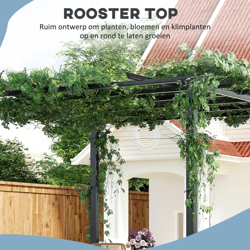 Outsunny Tuinpaviljoen 3x3, Rozenpaviljoen Buiten, weerbestendig