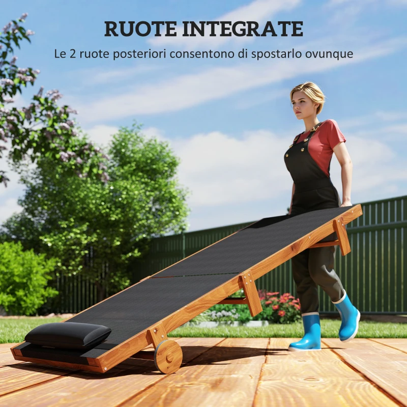 Outsunny Lettino Prendisole con Schienale Regolabile su 4 Posizioni Ruote e Poggiatesta, Nero