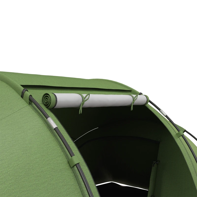 Outsunny Tenda de Campismo Familiar para 4 Pessoas Tenda Dobrável Impermeável para Praia Parque 430x240x170 cm Verde