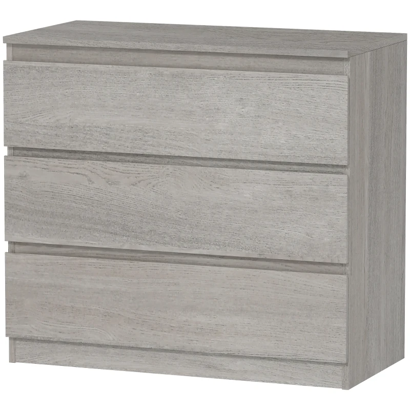 HOMCOM Chest of Three Drawers - Grey Wood Effect