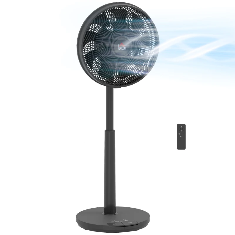 HOMCOM Pedestal Fan with Oscillating, Tilt, Adjustable Height, Black