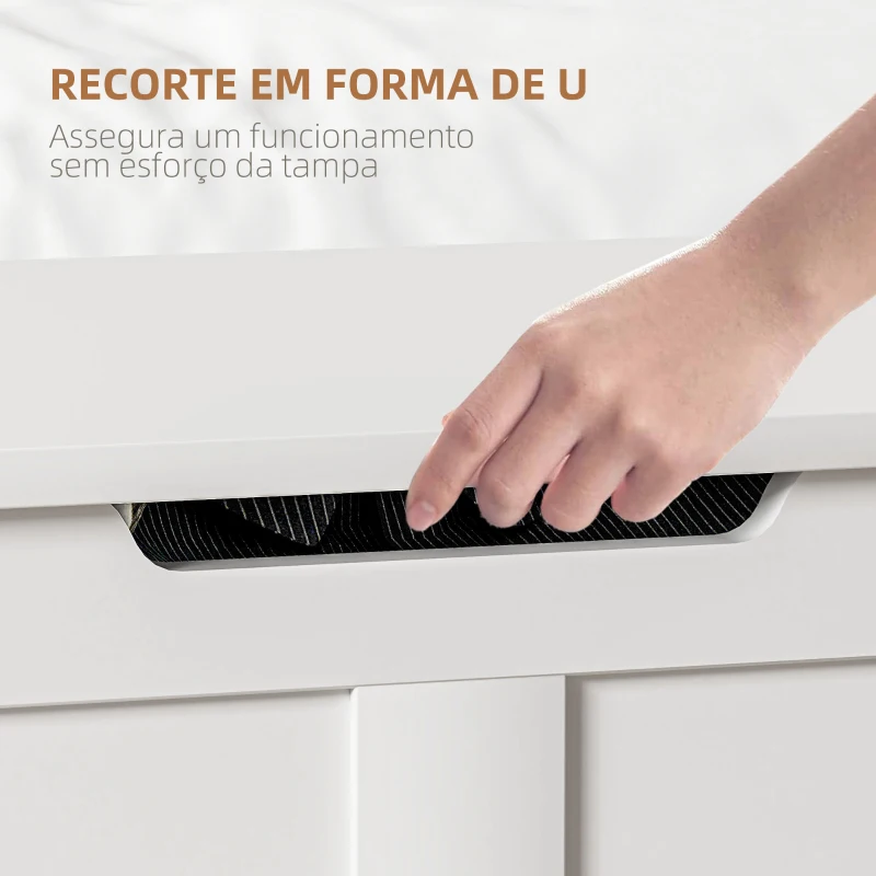 HOMCOM Baú de Armazenamento 100L Baú de Arrumação com Tampa e Dobradiça de Segurança 80x40x45 cm Branco