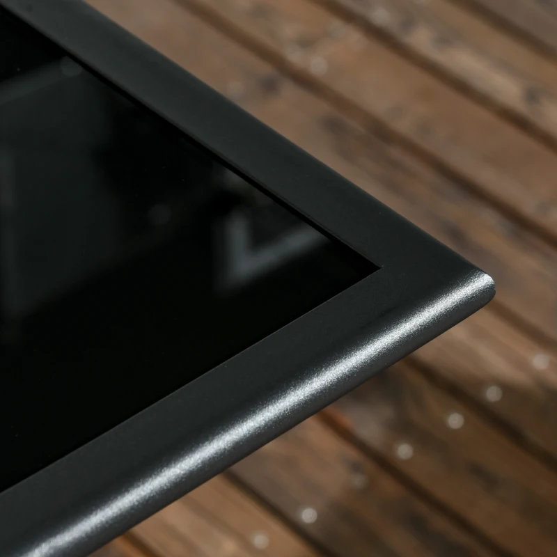 Outsunny Table à manger de jardin pliable avec plateau verre trempé table extérieure avec trou de parasol 110 x 70 x 70 cm noir