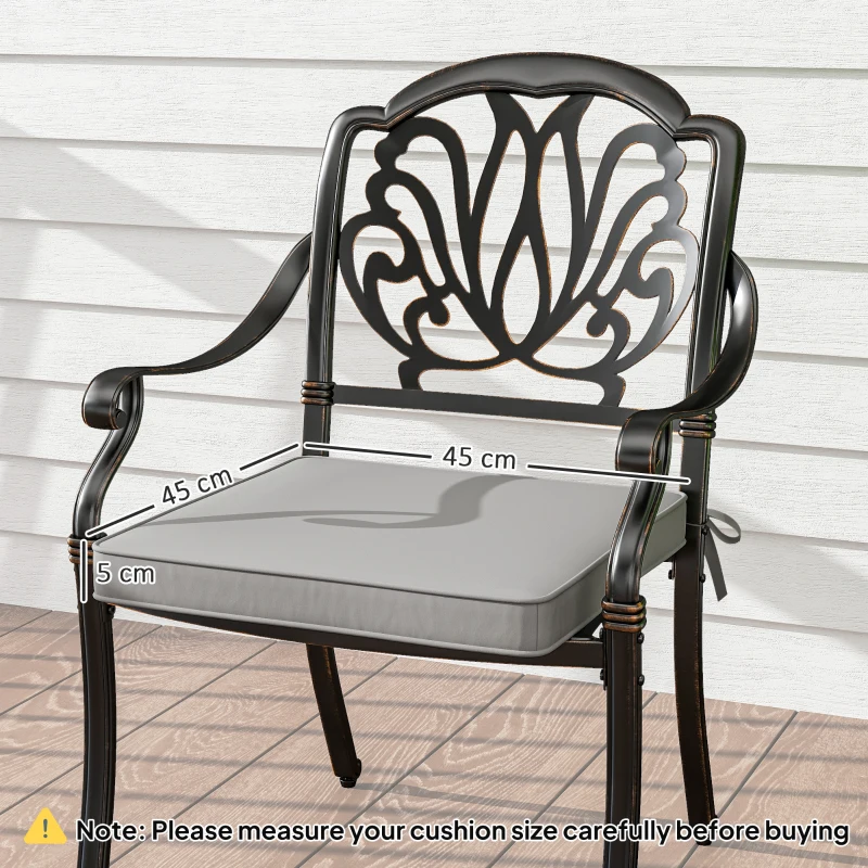 Outsunny Set of Two 45 x 45cm Garden Seat Cushions - Light Grey