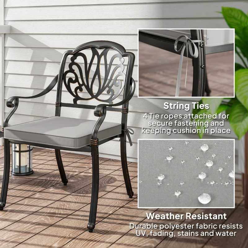 Outsunny Set of Two 45 x 45cm Garden Seat Cushions - Light Grey