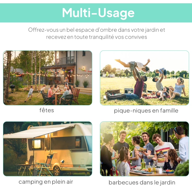 Outsunny Pergola tonnelle de jardin avec auvent réglable acier polyester haute densité 3 x 2,5 m crème