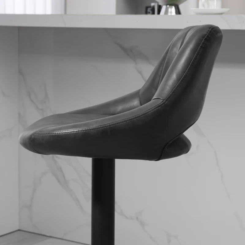 HOMCOM Set de 2 Scaune de Bar cu Înălțime Reglabilă și Suport pentru Picioare, 46x50x85-106 cm, Negru(m-8)