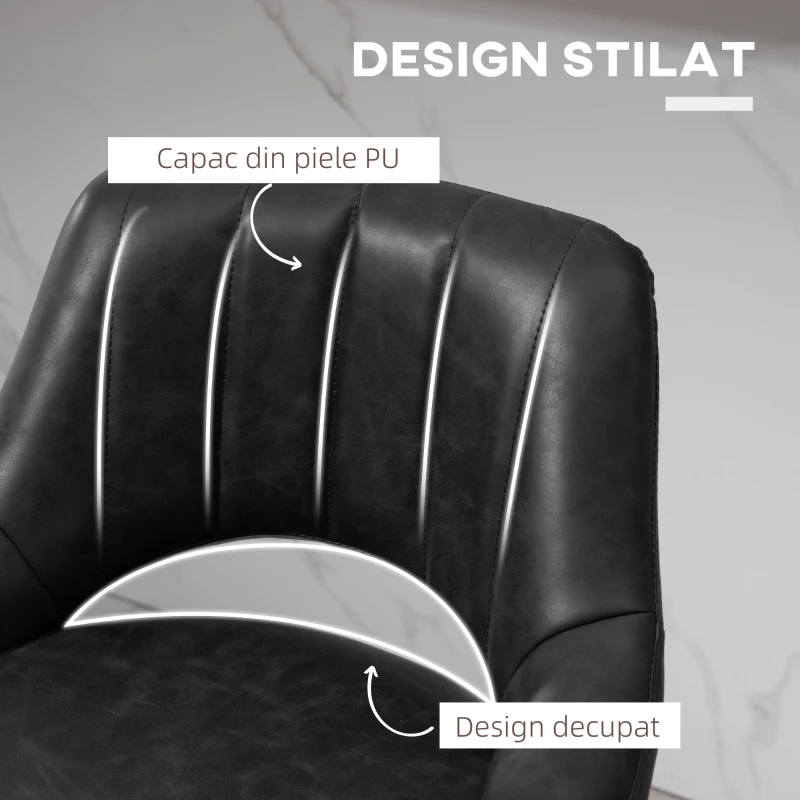 HOMCOM Set de 2 Scaune de Bar cu Înălțime Reglabilă și Suport pentru Picioare, 46x50x85-106 cm, Negru(m-7)