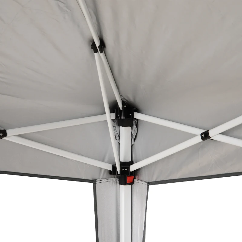 Outsunny Faltpavillon 2,4x2,4m Pavillon Faltzelt mit UV-Schutz, Partyzelt inkl. Tragetasche für Garten, Balkon, Stahl Grau