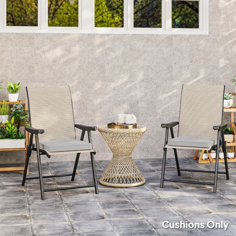 Outsunny Set of Two 45 x 45cm Garden Seat Cushions - Light Grey