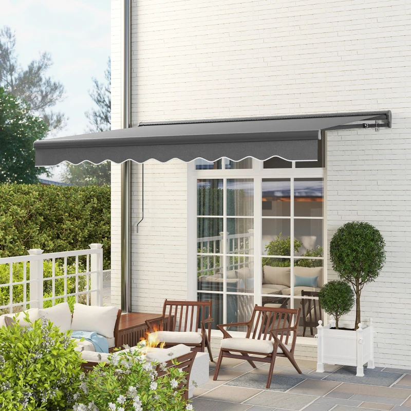 Outsunny Klemmmarkise mit Handkurbel höhenverstellbar Gelenkarmmarkise 250 cm breit UPF 50+ Grau