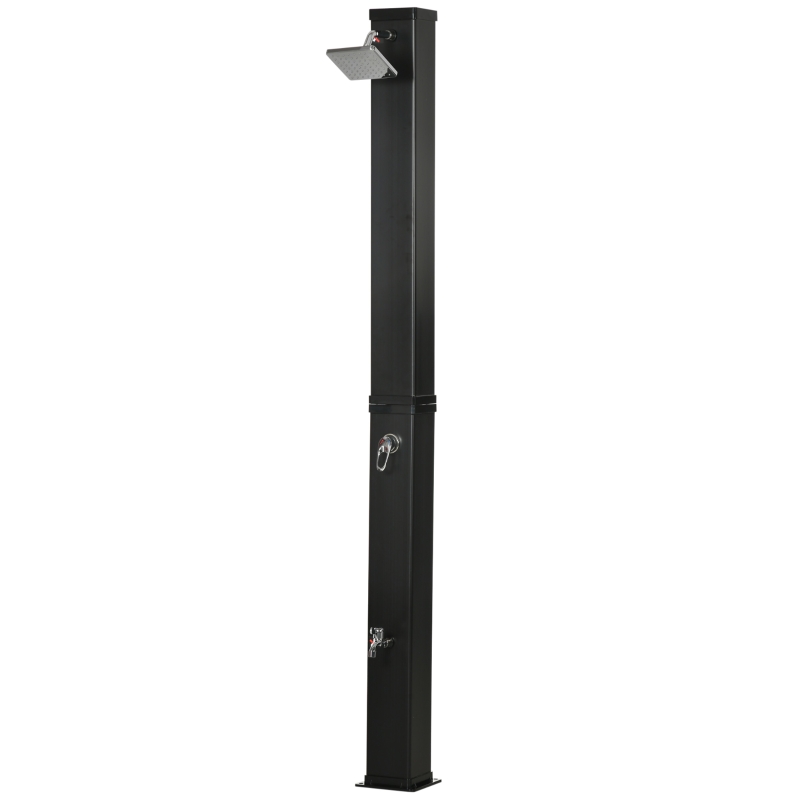 Outsunny Duș Solar de Grădină 40 Litri, Rotativ și Robinet pentru Picioare, 19x20x217 cm, Negru