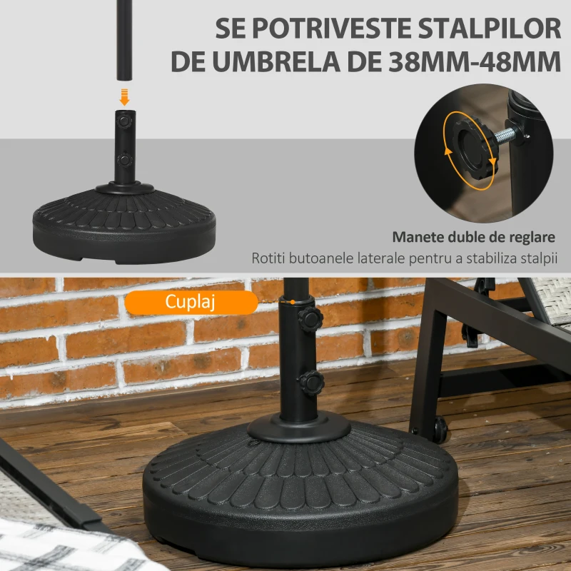Outsunny Suport pentru Umbrela de Gradina cu diametrul 38-48 mm din Otel si HDPE cu Usa Laterala pentru Umplere, Ø48.5x36 cm