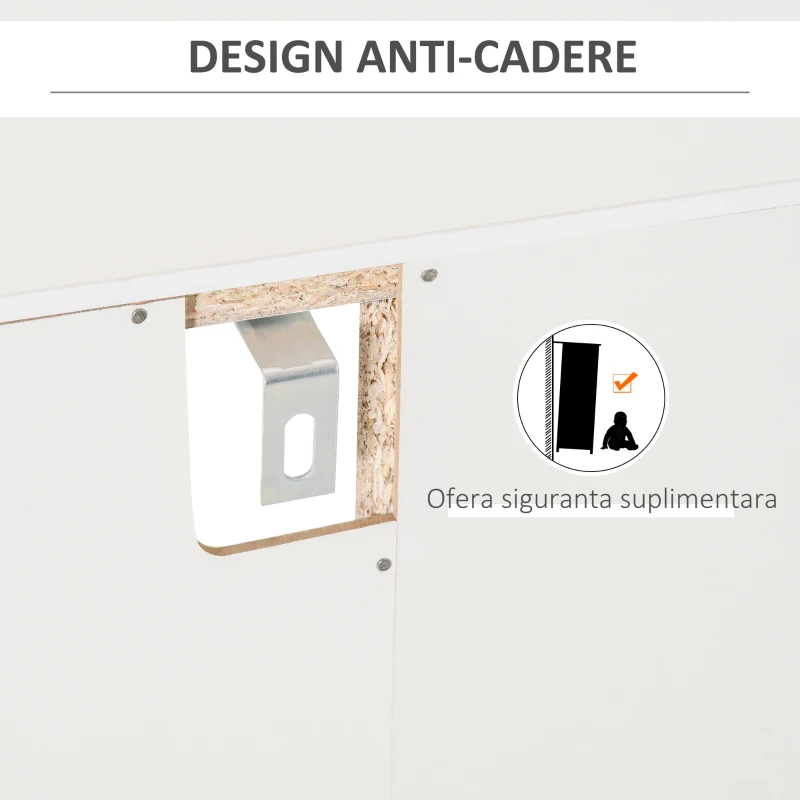 HOMCOM Dulap pentru Sticle cu Suport pentru Pahare și Sticle de Vin, 80x36x85 cm, Alb