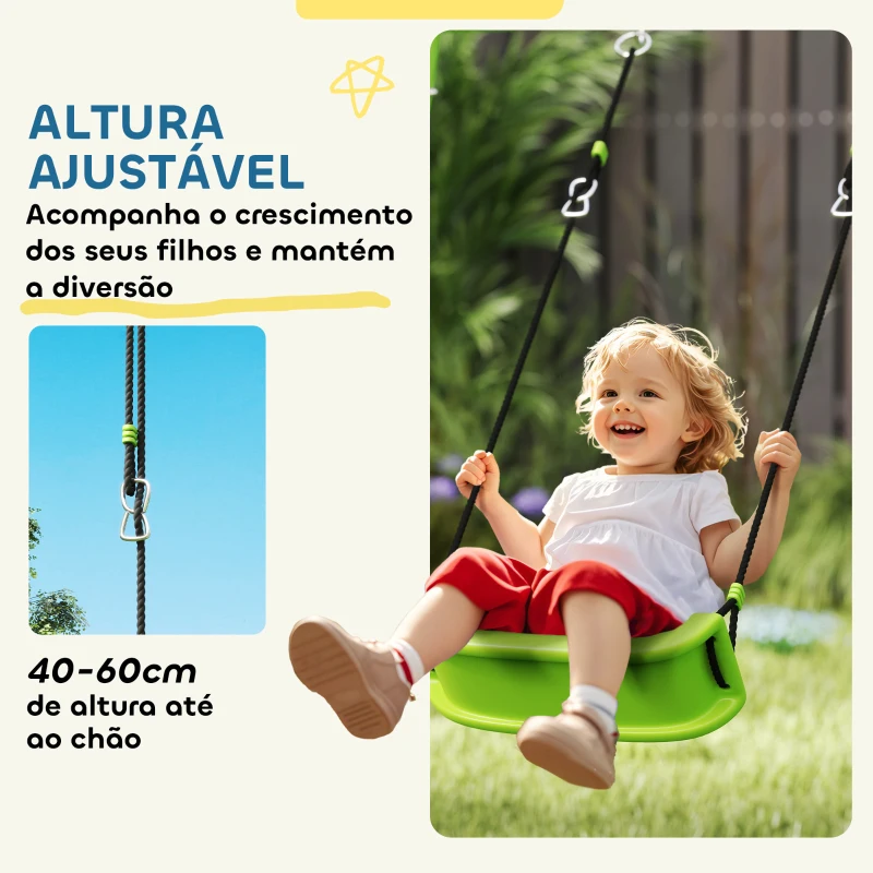 AIYAPLAY Baloiços para Crianças 4 em 1 Baloiços Jardim Exterior com Baloiço Planador Baliza de Futbol e Aro de Basquetebol Verde