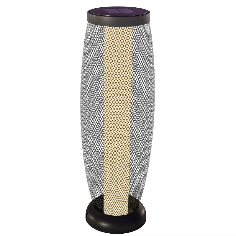 Outsunny Garden Solar Lamp, 71.5 cm Tall Metal Floor Lamp, Auto On/Off LED Solar Garden Light with Metal Wire Shade, IP44 for Outdoor, Porch, Pathway, Terrace, Black