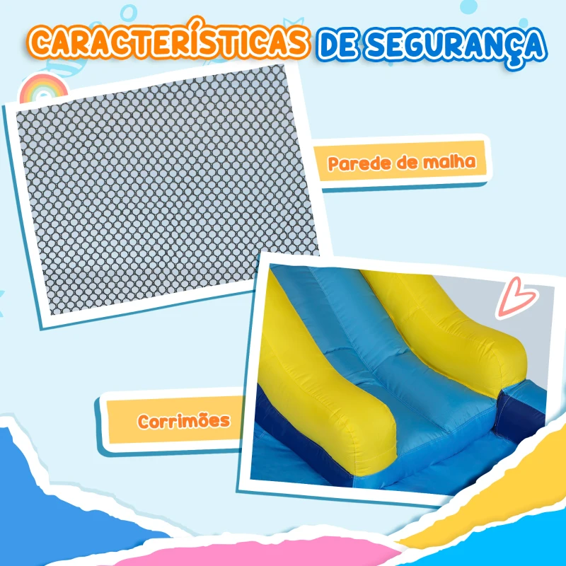 AIYAPLAY Castelo Insuflável com Insuflador 5 em 1 com Escorrega Piscina  Parede de Escalada e Canhão de Água 360x250x195 cm Multicor