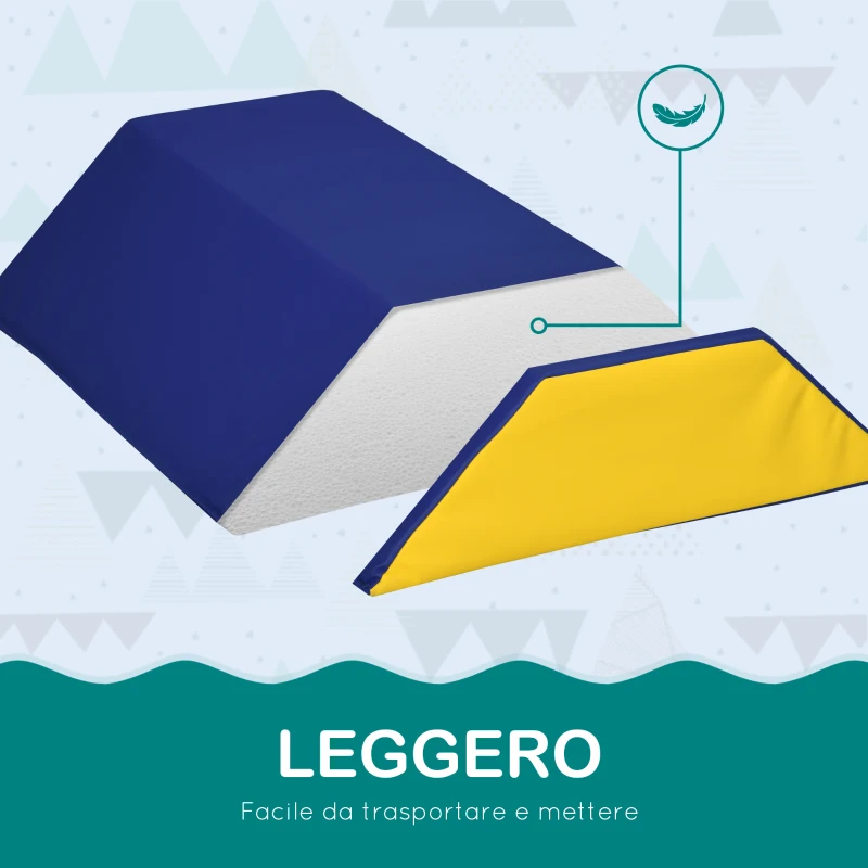 HOMCOM Set Costruzioni Morbide per Bambini con 5 Blocchi a Rettangolo e Trapezio, in PU e EPE, 48.3x19.1x48.3 cm, Multicolore