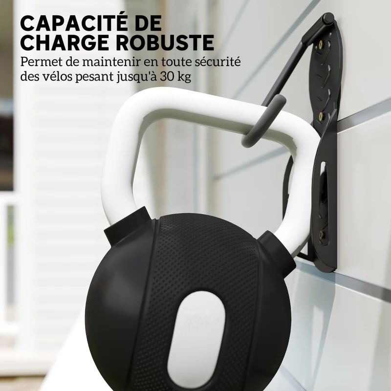 SPORTNOW Lot de 4 support de vélo mural crochet de mur pour cintre de vélo pour intérieur et extérieur 25,5 x 10,5 x 4 cm noir