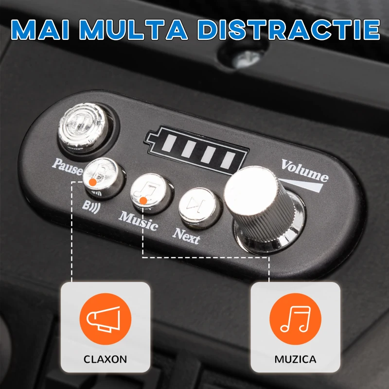 AIYAPLAY Mașinuță Electrică pentru Copii 3-8 Ani cu Telecomandă, Muzică, Faruri, Centură și Claxon, 120x80x75 cm, Albastru(m-9)