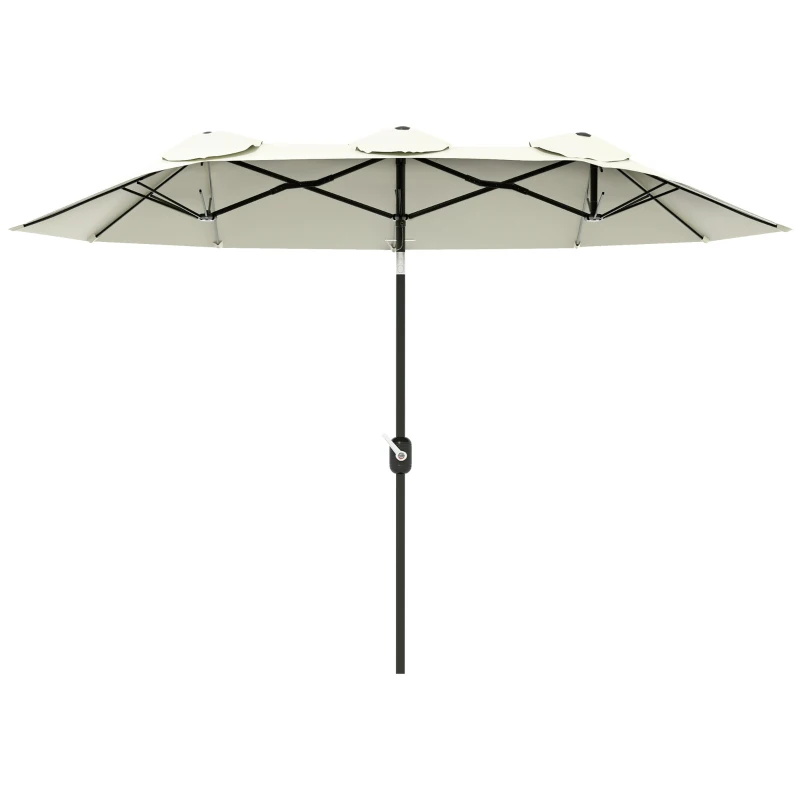 Outsunny Umbrelă de Grădină Dublă Înclinabilă la 45° cu Manivelă si 3 Orificii de Ventilație, 295x152x222 cm, Bej