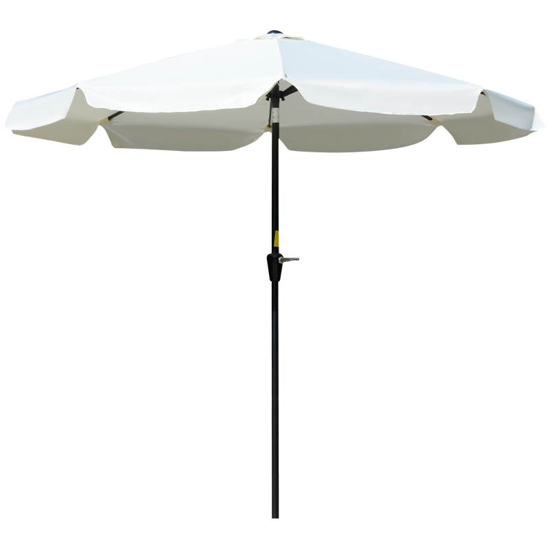 Outsunny Ombrellone Rotondo Inclinabile con Manovella, in Alluminio, Metallo e Poliestere, Ø266x248.5 cm, Bianco Crema